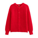 Women's Y2K2025 Autumn New Solid-Colored Cardigan Long-Sleeved Knitted Sweater Coat Women