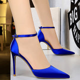 Shoes Green Blue Women Pumps Fashion Women Office Shoes Sexy High Heels Silk Stiletto Heels Women Sandals Plus Size