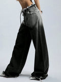 Wind Hair Gradient Babes Jeans Women Autumn New Low-Rise Loose Straight Trousers Belt