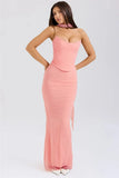 Corset And Bodycon Maxi Skirt With Neckerchief Set-Outfit