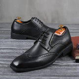 Zingj Shoes Block Fashion Business Casual Leather Shoes Plus Size Lace-Up Men's Shoes Shoes