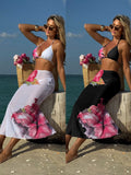 2025 New Fixed-Print Large Floral Three-Piece Mesh Dress Sexy