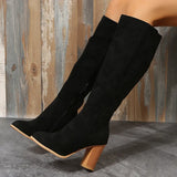 Coarse And Velvet High-Chamed Knight Boots Women But Knee Round Head High And Pointed Boots