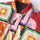 And Winter New Women's Baseball Collar Print Cotton Jacket Loose Leisure Cotton