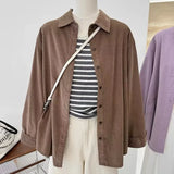 Velvet Solid-Colored Shirt Women's New Spring Retro Korean Version Of Loose And Loose Lazy Casual