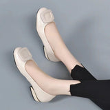 Bean Shoes Women 2025 Summer New Korean Version Of The Shallow Mouth Mother Single Shoes Low Heel Buckle Professional Foot Single