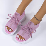 Spring And Summer New Sloping Sandals Women Large Size Flying Breathable Net Cloth Hollow Loose Fish Mouth