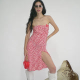 Strapless Heart Print Midi Dress-Outfit
