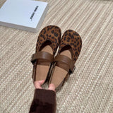 The Fall Of 2025, The New Retro Leopard Light-Stiped Mary Jane Single Shoe Women's Flat Base With Soft-Bottomed Birken Women's