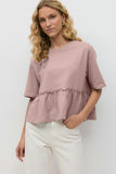 Spring And Summer New Pure Cotton Collar 100-Fold T-Shirt Top Women Soft And Loose Leisure