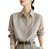 And Autumn Long-Sleeved Shirt Women's New Design Sense Of Small And Able Temperament Cold-Grade High-End Gray Long-Sleeved