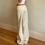 Commuting Wind Side Hook Buckle Straight Suit Pants Low-Rise Simple Comfortable Loose Leisure