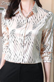 Shirt Women Floral Satin Shirts and Blouses Fashion Clothes for Women Long Sleeve Blouse Button Up Shirt Tops Women