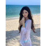Micro-Permeable Pure Desire Lazy And Relaxed Feeling Thin Bottom Shirt Long-Sleeved T-Shirts Summer Thin Air Conditioning