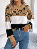 Orders For Autumn And Winter Casual Coloring Star Hollow Lantern Sleeve Sweater Women's