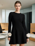 French Small Fragrant Wind Round Three-Dimensional Flower Design Skirt 2025 New Slim High Waist A-Shaped