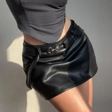 Zingj New 2023 Winter Women's Sexy Retro Pu Metal Trim Patchwork