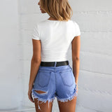 Zingj Summer Sexy Thin Threaded Blouse Tight Short-Sleeved T-Shirt Women's New Button Round Collar Jumpsuit With