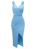 Zingj Summer New Women's Wear Casual Waist V Collar Clear Fresh Air Sleeveless Dress