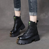Head Layer Of Cow Skin Thick And Thick Bottomed Pine Cake Boots Handsome British Style Retro Martin Boots Women Height
