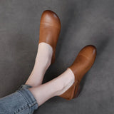 Layer Kraft Flat And Soft-Soled Single Shoes Spring New Mori Art Retro Leather Hand-Sleeveed Women's Shoes