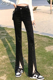 Boyfriend Mom Women Flared Jeans Woman High Waist Wide Leg Pants Stretch Fashion Tight Washde Denim Trousers for