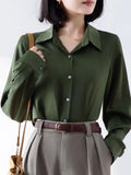 Shirt Woman Spring New Career OL Hanging Commuting Olive Green Shirt Workplace Interview Long-Sleeved