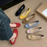 Retro Soft-Soled Single-Shoe Silver Women's Autumn Taut Evening Wind Bow Red Flat Shoes Ballet
