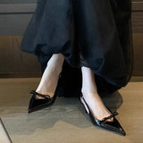 Zingj Essence! High Heel Baotou Sandal Female 2024 New Bow Black Pointed Thin Heel Back