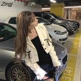 Women Sweet High-street Fashion Bow Cropped Designers Long Sleeve Streetwear Chic Ulzzang Korean Stylish Students