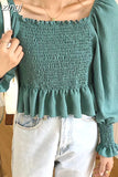 Solid Sweet Shirt Fashion Women Clothing 2023 Spring Korean Long Sleeve Blouse Slash Neck Ruffles Tops Blusa Mujer