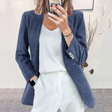 Winter Corduroy Suit Jacket Solid Color Casual Professional Small Suit Jacket Office Women's Clothing Blazer Women