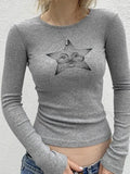 Adorable Star Print Slim Long Sleeve Knit- Outfit