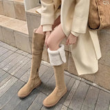 Of The Velvet Face Lamb Hair Flat Bottom Knight Boots 2025 Autumn And Winter New Thicken Snow Over The Knee Boots
