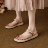 Female Summer Outside Wear 2025 New Flat Bottom Leisure Beach Shoe Cover Toe Sandals Fairy Wind Word