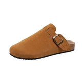 Head Slippers Female Couple Drag Wish Large Belt Buckle Decorated Roman Shoes Half Dragged Lazy Women Shoes
