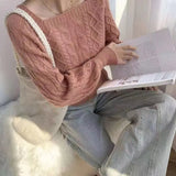 Collar Sweater Female Retro Thicked Autumn And Winter New Korean Version Loose Outside Wear Waist Thin Knitted