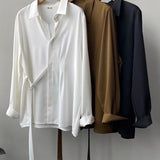 With Hanging Shirt Woman 2025 Spring And Autumn Lazy Wind French Shirt Design Small Family Long-Sleeved