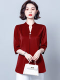 Women's Blouse Fashion Solid Tops for Women Half Length Sleeve Top V-neck Loose 2023 Female Clothing OL Basic Sexy