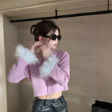 Short Autumn Dress Women Autumn Small Design Feeling Long-Sleeved Fur Coat Gentle Wind 2025 Cardigan Small