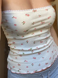 Women Y2K Lace Strapless Tube Tops Off Shoulder Bustiers Aesthetic Backless Slim Fit Tank Floral Mini Vest