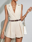 New Temperament Commuting Folded Short-Legged Suit Jumpsuit Trousers Women's