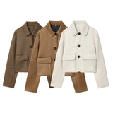 New Women's Casual Simple Anti-Velvet Effect Short Long-Sleeved Jacket