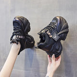 Dad Shoes Women's Net Face 2025 Spring And Autumn New Loose Cake Small White Shoes Women Thick Soles Inside The Height Of Women's Shoes