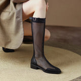New Spring And Summer Boots Women's Thick Heel Net Boots Hollow Sandals Summer Breathable Thin Mesh Long