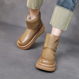 Cow Skin Thick Bottom Plus Velvet Warm Lamb Velvet Snow Boots Women's Shoes Winter New Retro Boots Age-Old Cotton
