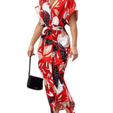 Summer Single Buckle Long Shirt Women's Printed Short-Sleeved