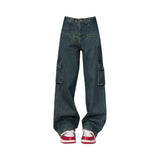 Vintage Patchwork High Waist Cargo Jeans-Outfit