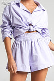 with Shirt Set Casual Green Long Sleeve Top Two-piece Suit Female Oversize Loose Summer Two Piece Set Women