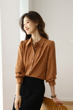 2025 New Solid Color Repair Body Clothes Thin Fashion Shirt Elegant Commute OL Chiffon